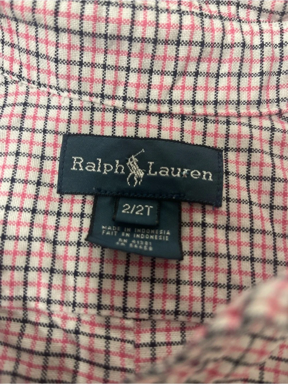Ralph Lauren boys Pink & Blue Oxford Long Sleeve Button Down Shirt Size 2T